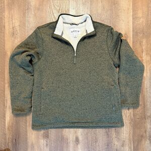 Orvis Sherpa Fleece Pullover Green Quarter Zip Sweater Jacket Outdoor Men’s XL